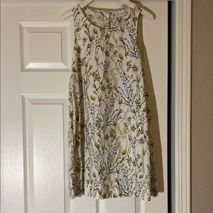 Linen Floral Sleeveless Dress